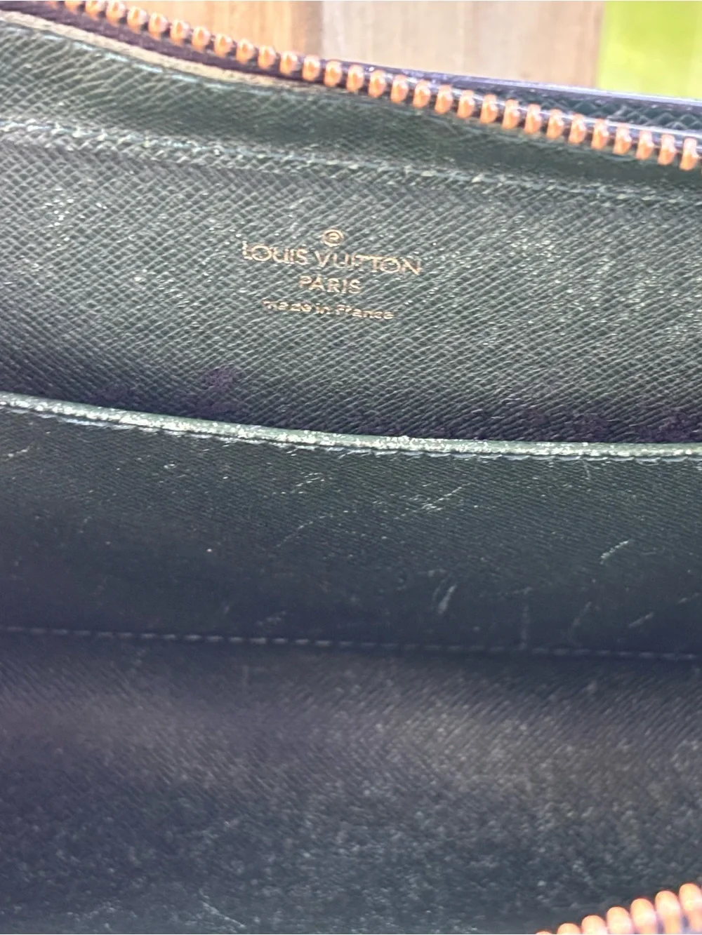 Authentic Louis Vuitton Textured Zip Pouch Wallet - Forest Green